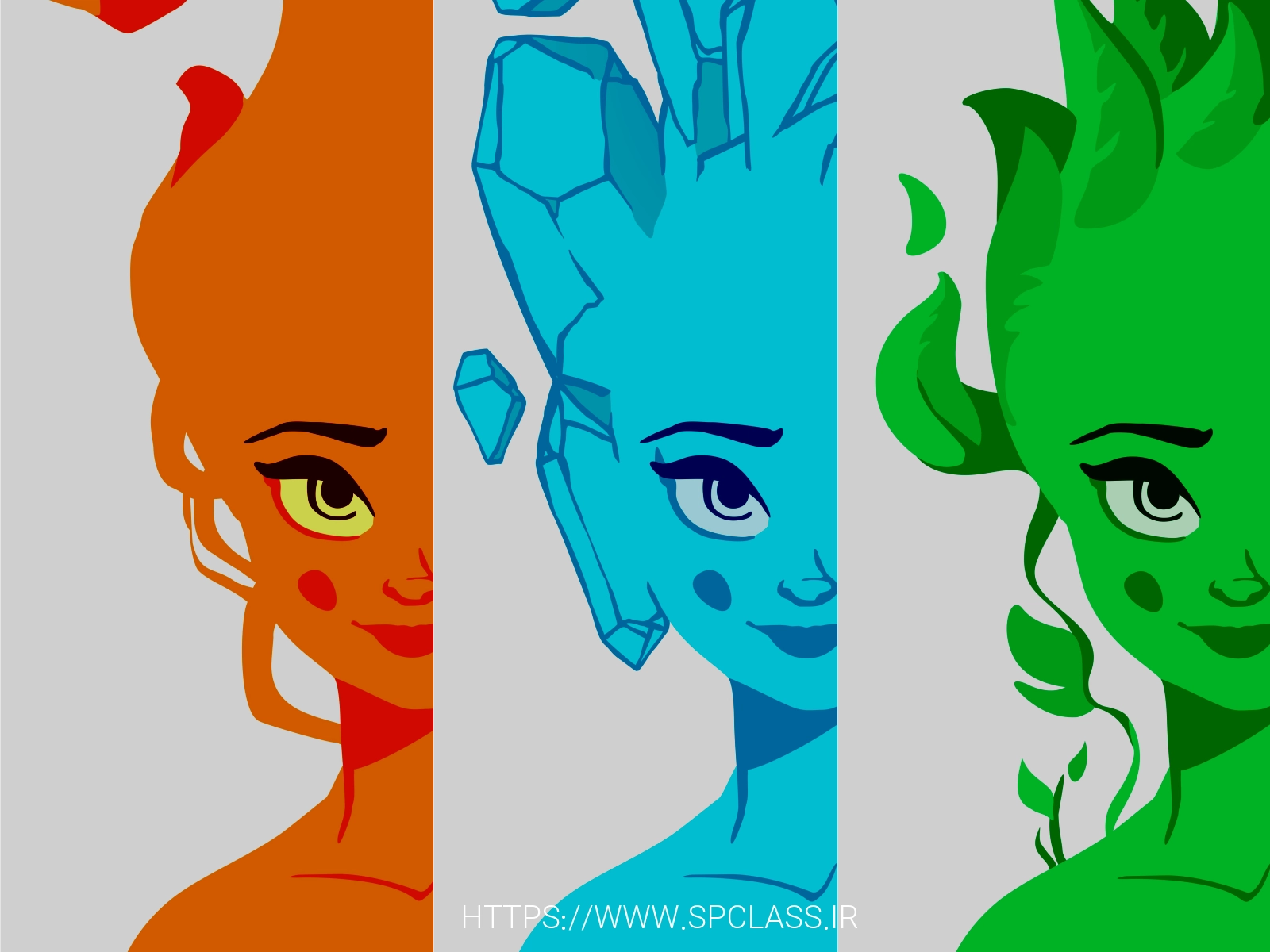 Element Girls character character design cute design element elements gilrs face female fire flat forest girl green ice icon illustration live smile vector woman